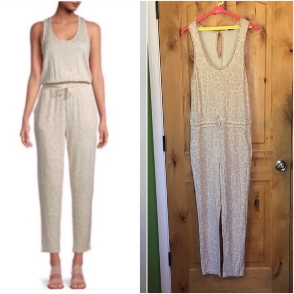 SPLENDID Costa Mesa Beige Neutral Leopard Print Jumpsuit $158 EUC M